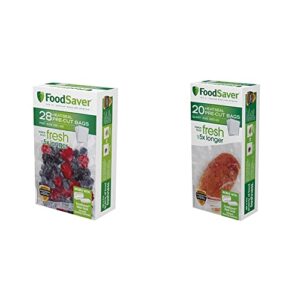 foodsaver 1-pint precut vacuum seal bags, 28 count, clear & 1-quart precut vacuum seal bags with bpa-free multilayer construction for food preservation, 20 count