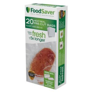 FoodSaver 1-Pint Precut Vacuum Seal Bags, 28 Count, Clear & 1-Quart Precut Vacuum Seal Bags with BPA-Free Multilayer Construction for Food Preservation, 20 Count