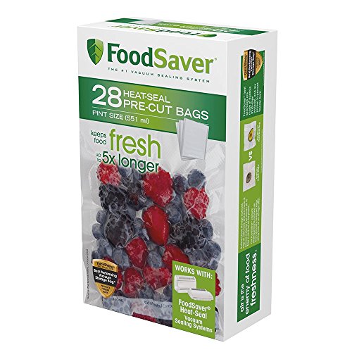 FoodSaver 1-Pint Precut Vacuum Seal Bags, 28 Count, Clear & 1-Quart Precut Vacuum Seal Bags with BPA-Free Multilayer Construction for Food Preservation, 20 Count