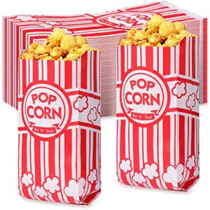 paper popcorn bags 2 oz grease resistant popcorn bags individual servings tear resistant popcorn holders red and white container popcorn for carnival movie party supply, 5.5 x 2 x 11.2 inch (500 pcs)