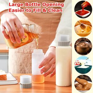 Condiment Porous Squeeze Bottles, 4Pack Squeeze Bottles for Sauces, Salad Dressing Container, Ketchup Bottles Squeeze 12oz, Five Hole Container Sauce Dispenser for Ketchup Salad BBQ Sauce Oil Syrup