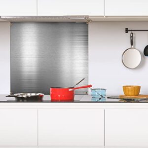 Reversible Stainless Steel Backsplash Behind Stove Metal BackSplash Panel Stainless Steel Cooking Backsplash Wall Panel for Kitchen Cooking Panel Pre Drilled Holes Matching Screws (32 x 30 Inch)