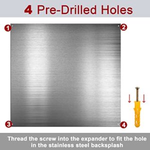 Reversible Stainless Steel Backsplash Behind Stove Metal BackSplash Panel Stainless Steel Cooking Backsplash Wall Panel for Kitchen Cooking Panel Pre Drilled Holes Matching Screws (32 x 30 Inch)