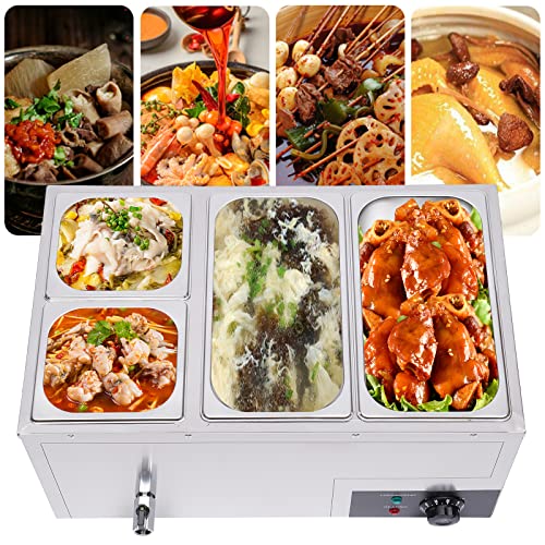 SNKOURIN Commercial Food Warmer,110V 4-Pan Stainless Steel Electric Steam Table Buffet Food Warmer with Temperature Control and Cover,Suitable for Parties,Catering and Restaurants