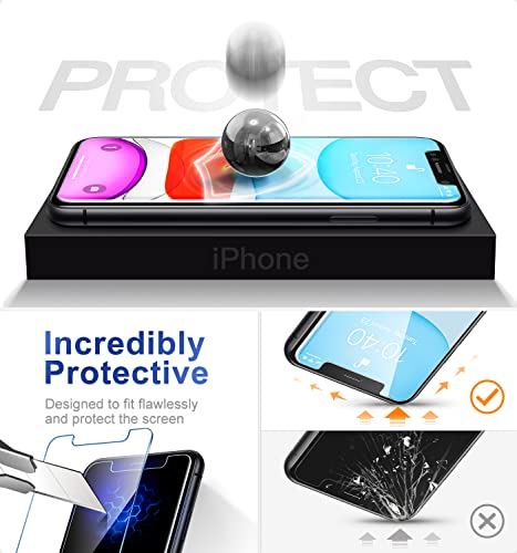 CANSHN 3 Pack Screen Protector for iPhone XR and iPhone 11 Tempered Glass with Easy Installation Frame - Anti-Scratch - Case Friendly - HD Clear Film for iPhone XR/11 6.1 Inch