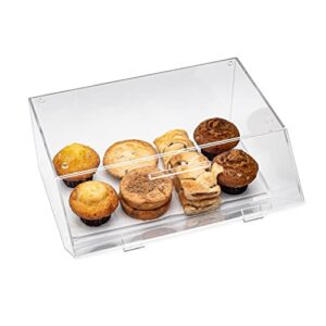 simplyimagine bakery display case, stackable acrylic pastry case box for countertop - retail, commercial, home, portable use for bagels, baked goods, bread, donuts, vegetables, more