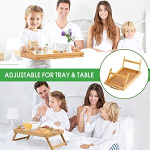 Artmeer Bed Tray Table with Foldable Legs,Bamboo Breakfast Tray with Handles Ideal for Sofa, Bed, Eating,Working,Used As Laptop Desk Snack Tray 2 Pack Bamboo