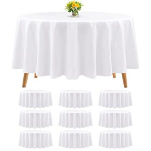 10 packs premium round tablecloth 90 inch white polyester table cloth bulk washable polyester fabric tablecloths table cover for wedding party banquet buffet table holiday dinner (white, 90 inch)