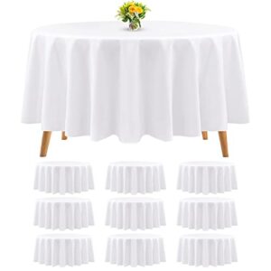 10 Packs Premium Round Tablecloth 90 Inch White Polyester Table Cloth Bulk Washable Polyester Fabric Tablecloths Table Cover for Wedding Party Banquet Buffet Table Holiday Dinner (White, 90 Inch)