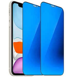 bwedxez 2 pack anti-blue privacy tempered glass suit for iphone 11 / iphone xr mirror anti-spy screen protector anti-peeping film electroplated 9h hardness anti-scratch 6.1 inch (blue)