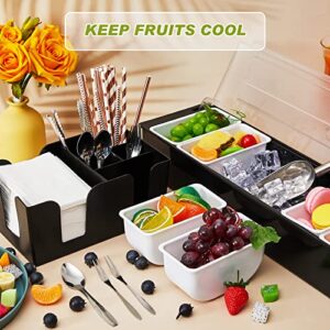 Tessco Garnish Tray with Lid Bar Caddy Ice Cooled Condiment Serving Container with Stainless Steel Ice Scoop 3 Metal Mini Serving Tongs 3 Fruit Fork 3 Spoons for Food Home Party Kitchen