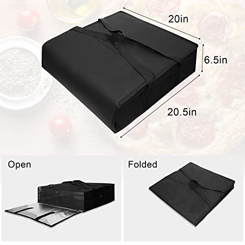 3 Pcs Pizza Carrier Insulated Bags Pizza Delivery Bag Black Pizza Warmer Bag Thermal Food Delivery Bag Large Pizza Hot Bag for Delivery, 20 x 20 x 5 Inches