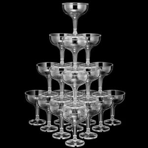 set of 50 champagne glasses 5 oz unbreakable plastic martini glasses disposable wine cups stackable stemmed champagne coupe shatterproof party stem cups for wedding birthday home bar margarita