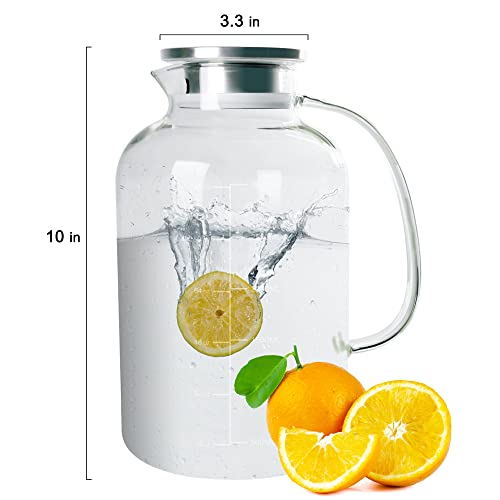 Glass Pitcher 102OZ, Goteble Glass Teapot, 3L Large Capacity Suitable for Large Family and Small Party