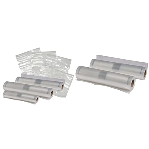 Nesco VS-07V Vacuum Sealer Bag Variety Pack, Bag/Roll Combo, Clear & VS-03R, Two 8" x 20" Bags, Compatible Vacuum Sealers and Other Brands