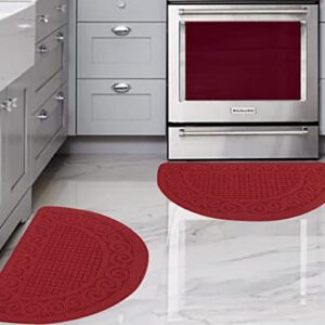 kitchen rugs for floor 2 piece 18”x30”, non skid washable kitchen mats, absorbent standing rug, throw rug,half circle carpet for sink,laundry room area kitchen decor