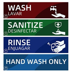 wash rinse sanitize handwash sink labels, for wash station, commercial kitchens, restaurant, food trucks, busing station