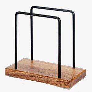 acacia wood napkins holder with metal wire, standing napkin holder for table, kitchen & dining room décor