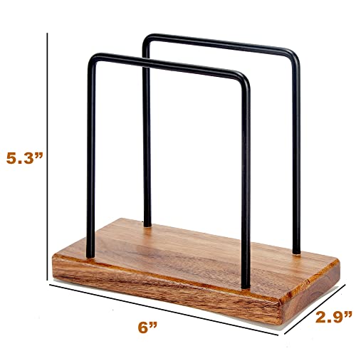 Acacia Wood Napkins Holder with Metal Wire, Standing Napkin Holder for Table, Kitchen & Dining Room Décor