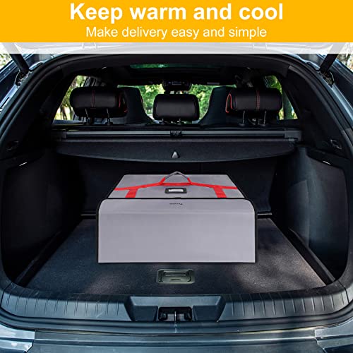 Pizza Delivery Bag,Large Pizza Carrier Insulated Hot Food Bags for Delivery,Thermal Food Delivery Bag, Reusable Warmer Pizza Box,Pizza Bags for Delivery,Large Size 22 * 22 * 8.6 inches,Grey