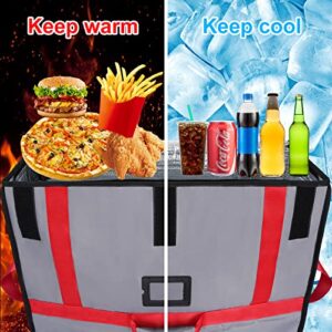 Pizza Delivery Bag,Large Pizza Carrier Insulated Hot Food Bags for Delivery,Thermal Food Delivery Bag, Reusable Warmer Pizza Box,Pizza Bags for Delivery,Large Size 22 * 22 * 8.6 inches,Grey