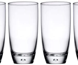 Glaver's Highball Glasses Set Of 4, 16 Oz. Drinking Glasses, Unique Water Glass Cups For Juice, Cocktails, Soda, Heavy Bottom Tumbler Glass