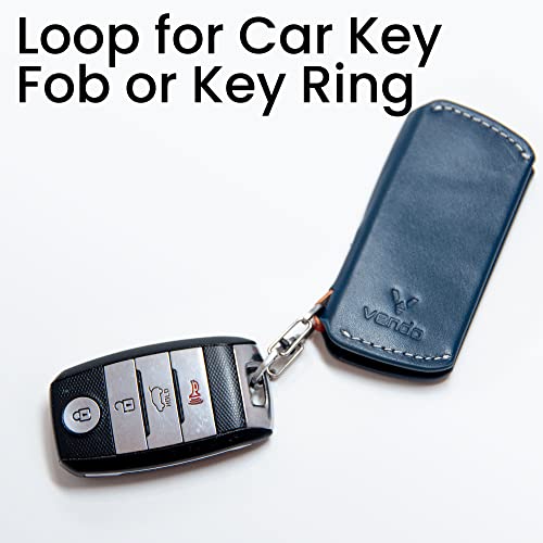 Vendo Key Cover I Premium Leather Key Holder | Woven Fabric Key Case I Minimalist Bifold Design I Portable Water-Resistance I Super Slim Design I Magnetic Closure I Hook Up to 8 Keys & Car Key