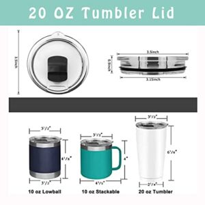 20 oz Magnetic Tumbler Replacement Lid - Compatible with yeti Rambler, Ozark Trail, Old Style Rtic and More - MagneticSlider Switch Spill Proof Tumbler Cover, BPA Free, Black(1 Pack)