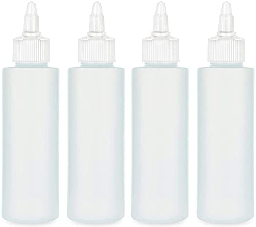 BRIGHTFROM Condiment Squeeze Bottles, 4 OZ Empty Squirt Bottle with Twist Top Cap, Leak Proof - Great for Ketchup, Mustard, Syrup, Sauces, Dressing, Oil, Arts and Crafts, BPA FREE Plastic - 4 PACK