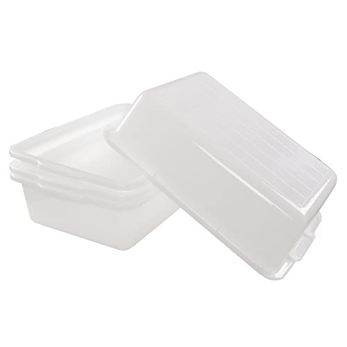 Zopnny Pack of 4 Plastic Plastic Bus Tub, Large Commercial Utility Bus Boxes Set, 35 L, White