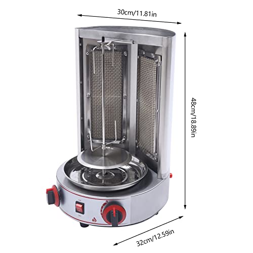 Shawarma Machine Vertical Gas Doner Kebab Machine, Commercial Spinning Broiler Gyro Grill 3000w,with 2 Burners Stainless Steel Body For Restaurant Dinner Home Kitchen