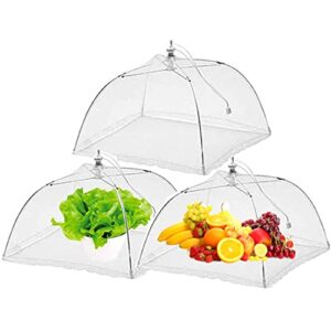 14"x14" pop-up food mesh cover umbrella food nets screen,reusable and collapsible outdoor food tents protector for parties picnic bbq (3 pack)