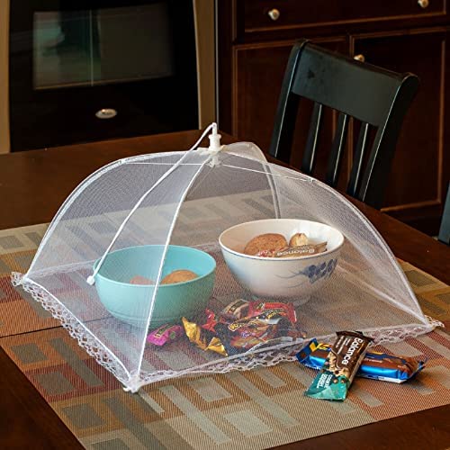 14"x14" Pop-Up Food Mesh Cover Umbrella Food Nets Screen,Reusable and Collapsible Outdoor Food Tents Protector for Parties Picnic BBQ (3 Pack)