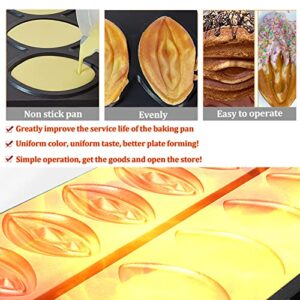 Mvckyi Commercial 10 PCS Small Size Abalone Shape Electric Waffle Maker with removable plates, Non Stick Vagina Waffle Machine Hot Dog Baker, Strange Shape Sausage Female Pussy Grill Waffle Baker for Party Snack Food