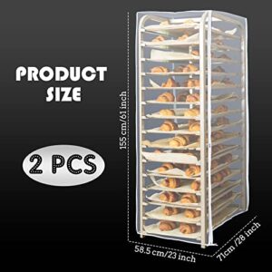 2 Pcs Bun Pan Rack Cover Bakers Rack Cover 20 Tier Sheet Pan Rack Cover for Home Kitchen Restaurant Bakery 28" L x 23" W x 61" H, Clear