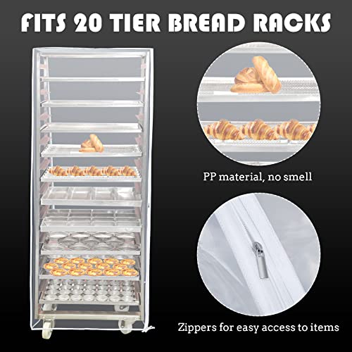 2 Pcs Bun Pan Rack Cover Bakers Rack Cover 20 Tier Sheet Pan Rack Cover for Home Kitchen Restaurant Bakery 28" L x 23" W x 61" H, Clear