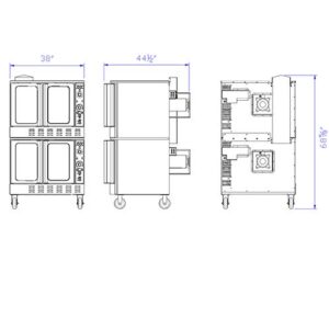 Commercial Convection Oven, 240V Single Phase, 20,000Watt, Double Deck, 4 Caster Wheel, Restaurant Kitchen Bakery