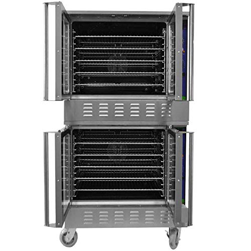 Commercial Convection Oven, 240V Single Phase, 20,000Watt, Double Deck, 4 Caster Wheel, Restaurant Kitchen Bakery