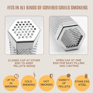 Pellet Smoker Tube 12 &12 inch Smoke Tube - Stainless Steel Wood Tube - Suitable for Any Grill or Smoker - Adds Delicious Wood Smoke Flavor on Your Barbecue Food