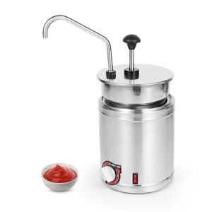 restlrious hot fudge dispenser with temp control, 4 qt round electric nacho cheese warmer w/stainless steel pot and pump, cheese pump station for commercial buffet, cake shop & kitchen, 110v/200w