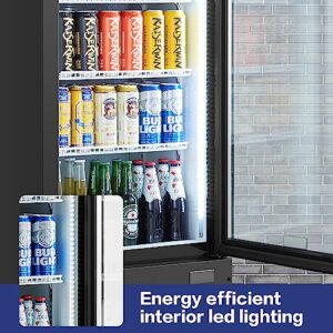 BODEGACOOLER Commercial Merchandiser Refrigerator, Glass Door Display Refrigerator,Upright Beverage Display Cooler with Soft LED Light, Adjustable Shelves and Drink Organizers, 9 Cu. Ft,Black