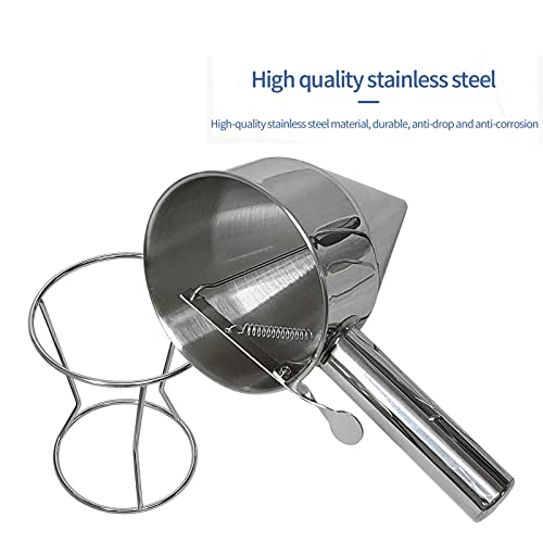 Mvckyi Pancake Batter Dispenser with Stand, Multifunction Stainless Steel Dispenser Funnel for Filling Cupcakes Pancakes Takoyaki or Any Baked Food Kitchen