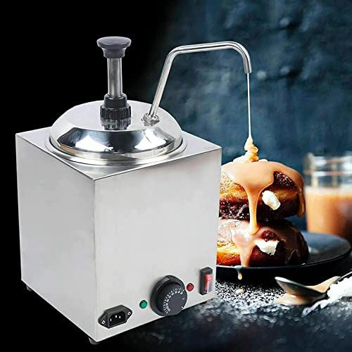 ANSNAL Cheese Dispenser with Heated Pump,2.5L Commercial Hot Fudge Warmer,800W Stainless Steel Sauce Warmer Pump Dispenser,for Hot Fudge Cheese Caramel,Temperature Control 30℃-110℃