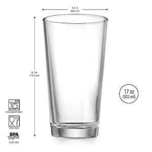 Glaver's Drinking Glasses Set of 6 Highball Glass Cups 15.7 Oz Premium, Sleek, Collins Cooler Glassware. For your Bara, Water, Beer, Juice, Iced Tea, and Cocktails. Dishwasher Safe.
