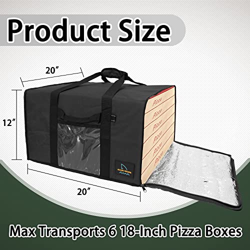 OujiuShark Insulated Pizza Bags for Delivery, 20in x 20in x 12in, Commercial Pizza Warmer Bag, Large Pizza Carrier for Hot and Cold Food (Black)