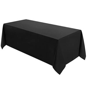 Vidafete 90*132inch Rectangle Tablecloth Polyester Table Cloth，Stain Resistant and Wrinkle Polyester Dining Table Cover for Kitchen Dinning Party Wedding Rectangular Tabletop Buffet Decoration(Black)