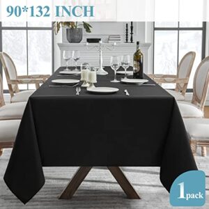 Vidafete 90*132inch Rectangle Tablecloth Polyester Table Cloth，Stain Resistant and Wrinkle Polyester Dining Table Cover for Kitchen Dinning Party Wedding Rectangular Tabletop Buffet Decoration(Black)