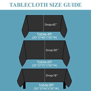 Vidafete 90*132inch Rectangle Tablecloth Polyester Table Cloth，Stain Resistant and Wrinkle Polyester Dining Table Cover for Kitchen Dinning Party Wedding Rectangular Tabletop Buffet Decoration(Black)