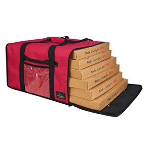 oujiushark insulated pizza delivery bag, 20 by 20 by 12 inch, thickening food wramer bag for commercial personal (red)