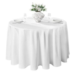 vidafete 6 pack 120inch round tablecloth polyester table cloth，stain resistant and wrinkle polyester dining table cover for kitchen dinning party wedding rectangular tabletop buffet decoration(white)